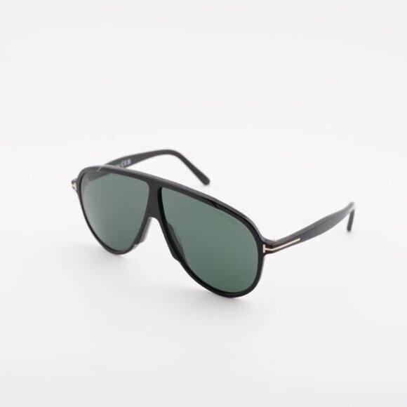 Tom Ford FT1211 01N Vladimir Sunglasses Shiny Black Aviator Frame, Green Lenses main image 8
